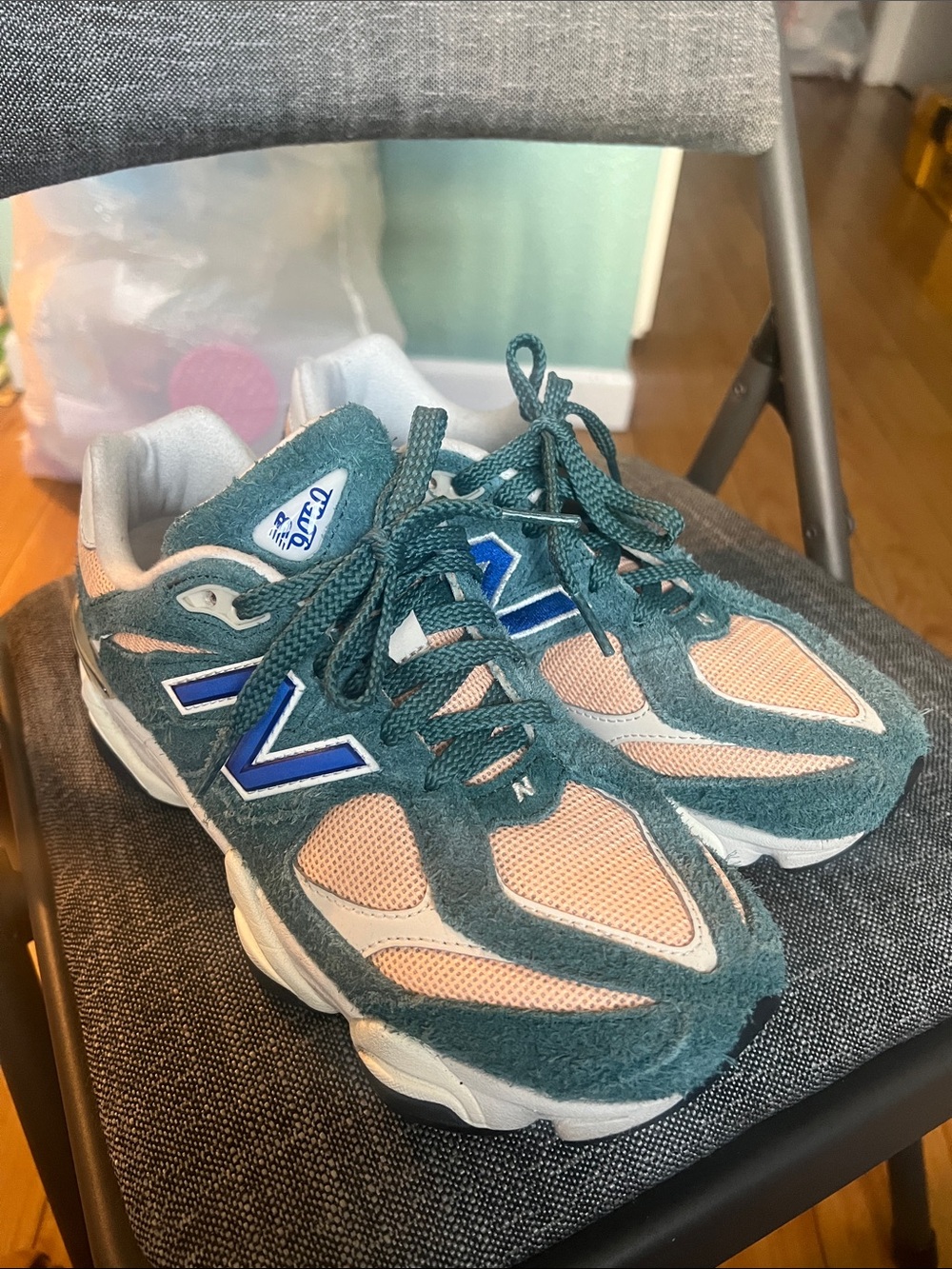 New Balance Kids Teal and Peach Athletic Sneakers